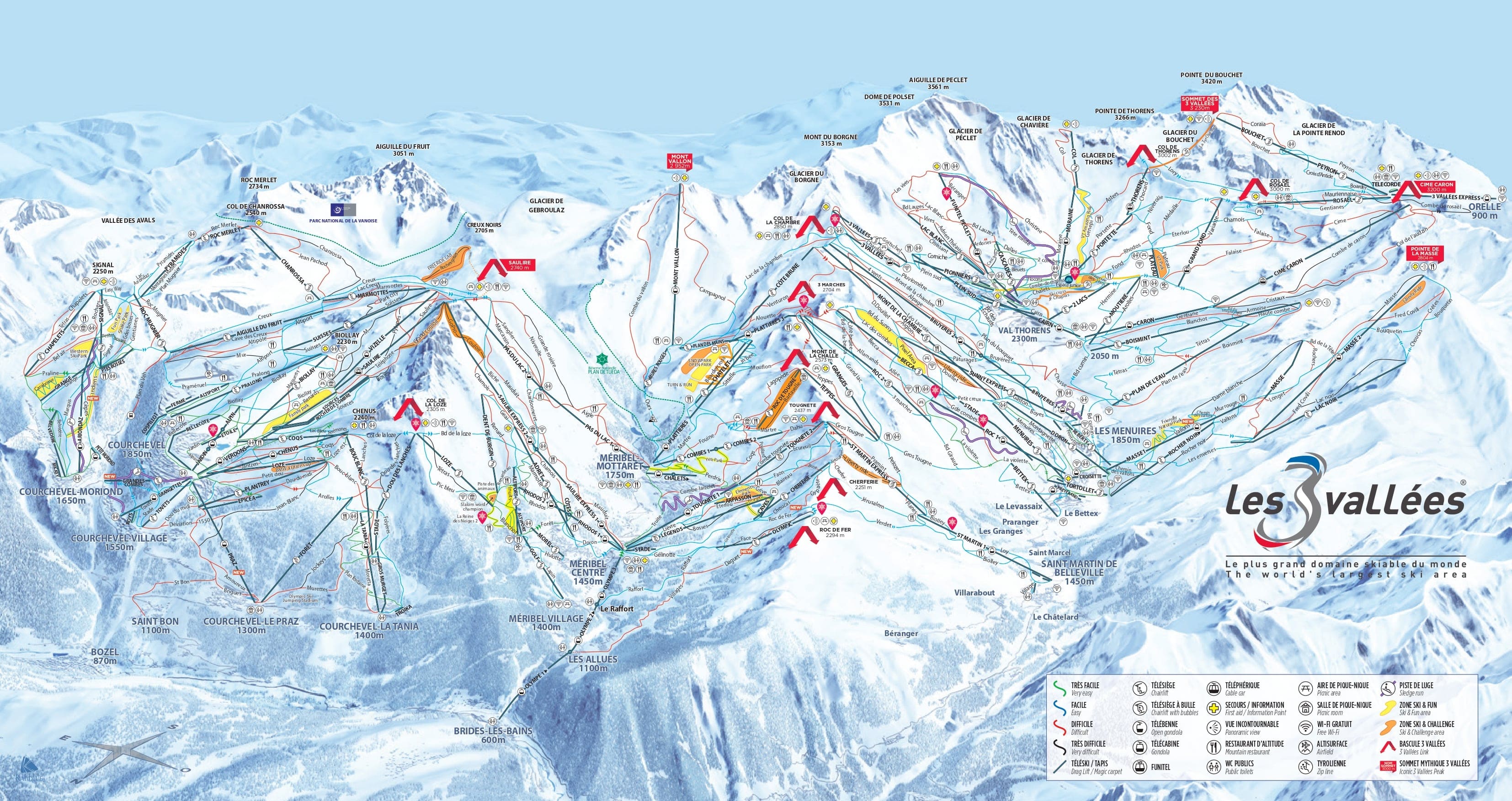 Plan des pistes Les 3 Vallées